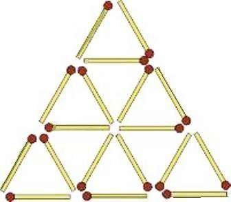 Забери 6 сірників так, щоб не залишилось жодного трикутника По этому рисунку нужно