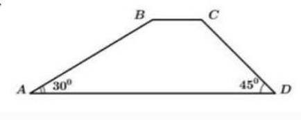 В трапеции ABCD, показанной на рисунке AD II BC, BC- 1см, AB = 2 см, BAD = 30° CDA = 45° найти площа