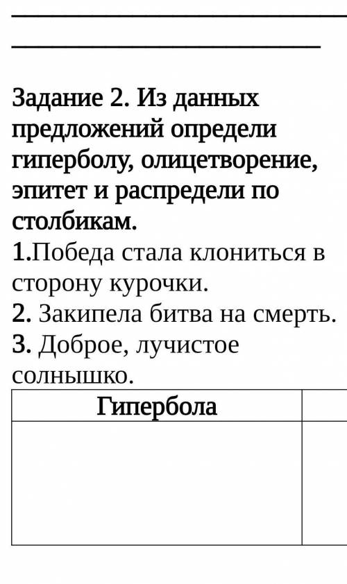 Найти гипербола олицетворение и эпитет в предложениях​