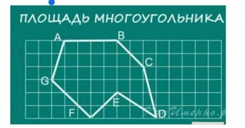 ] Дан многоугольник который разделен на квадраты со стороной 1 см. Найдите площадь фигуры.