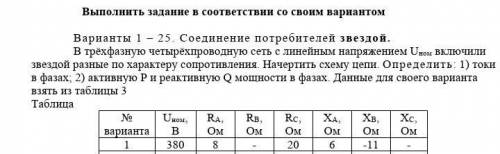 Соединение потребителей звездой. В трёхфазную четырёхпроводную сеть с линейным напряжением Uном вклю