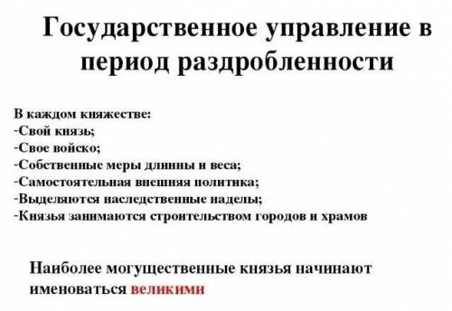 Как управлялось государство в период раздробленности​