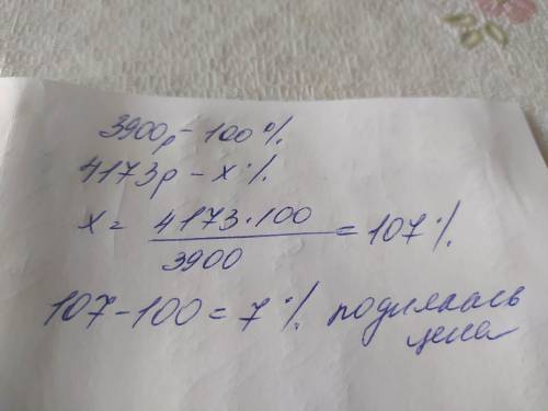 Цена куртки поднялась с 3900 р до 4173р.на сколько %подорожала куртка?