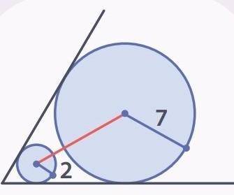 окружности с радиусами 2 и 7 вписаны в угол величиной 60 градусов. Найдите расстояние между их центр