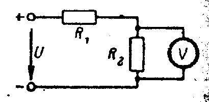 В электрической цепи U=100 В, R1 = 10000 Ом, R2=30000 Ом. Для измерения напряжения был взят вольтмет