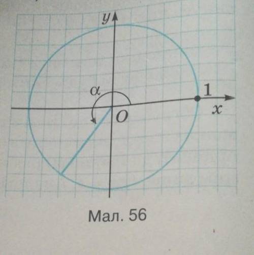 127'. Накресліть одиничне коло та кут а, як зображено на малюнку 56. Користую-чись малюнком, знайдіт