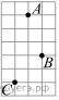 На клетчатой бумаге с размером клетки 1 см x 1 см отмечены точки А, В и С. Найдите расстояние от точ