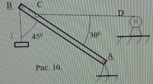 Однородная стрела АВ подъёмного крана весом 8 кН, несущая на своём конце груз весом 40 кН, удерживае