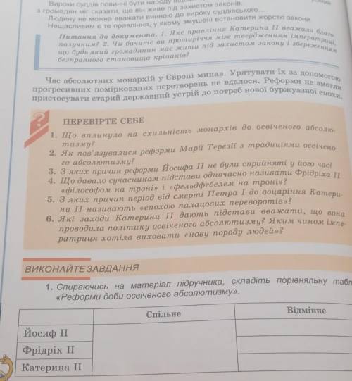 Поривняльна таблиця реформы добрый освещенного абсолютизма ​