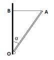 Однородный стержень ОА массой m = 0,1 кг укреплѐн одним концом в шарнире и удерживается в равновесии