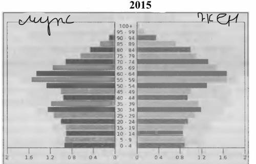 Ребят нужна !! 3. Використовуючи статево-вікові піраміди України за 2014 і 2045 рр. (друга — прогноз