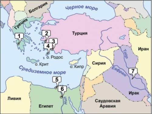 Откройте картинку.Какое чудо света изображается под цифрой 1? 1.Мавзолей в Галикарнасе - Галикарнас