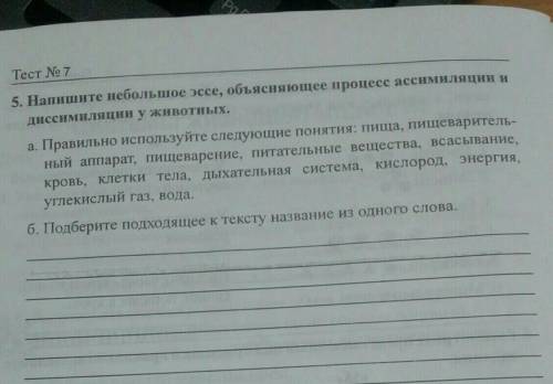 очень нужно! Напишите небольшое эссе, объясняющие процесс ассимиляции и диссимиляции у животных.а.пр