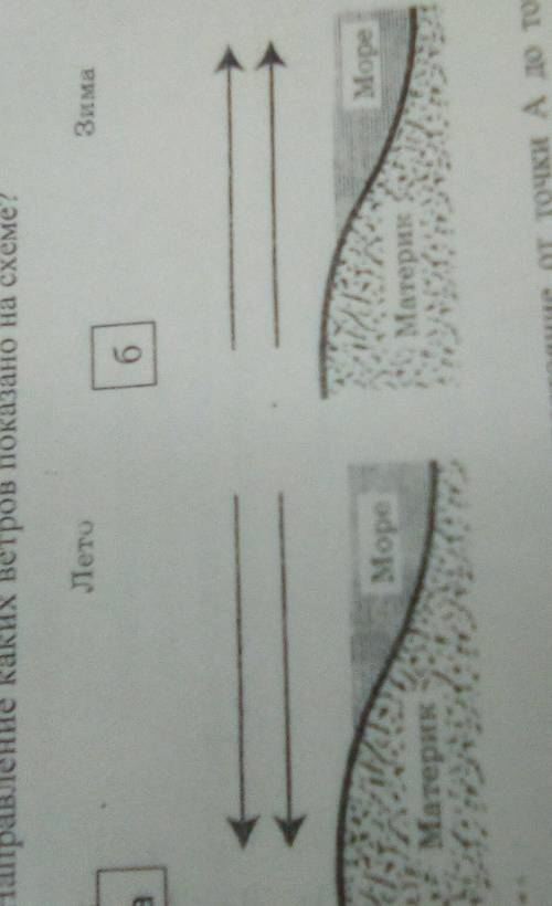5. Направление каких ветров показано на схеме?ЛетоЗимаMopeМореМатерикМатерик​