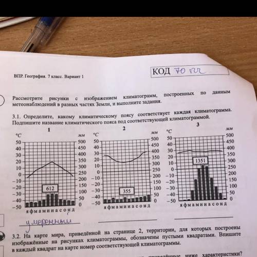 Рассмотрите рисунки данным изображением построенных климатограмм, метеонаблюдений в разных частях Зе