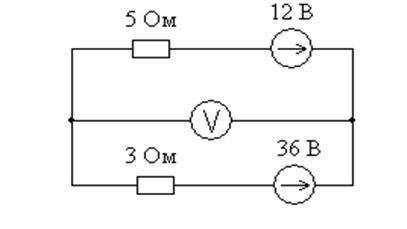 Найти показания вольтметра (схема внутри)