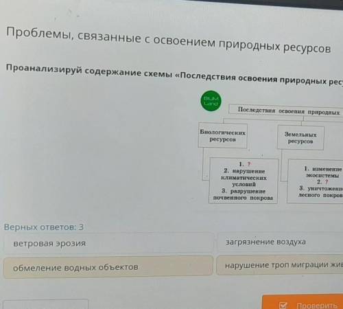 Проблемы, связанные с освоением природных ресурсов Проанализируй содержание схемы «Последствия освое