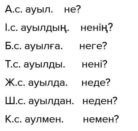 Өлеңді жаттау.«Ауыл» және «жапырақ» сөздерін септеу​