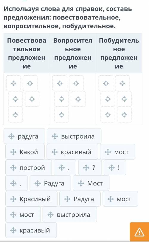 Используя слова для справок, составь предложения: повествовательное, вопросительное, побудительное.