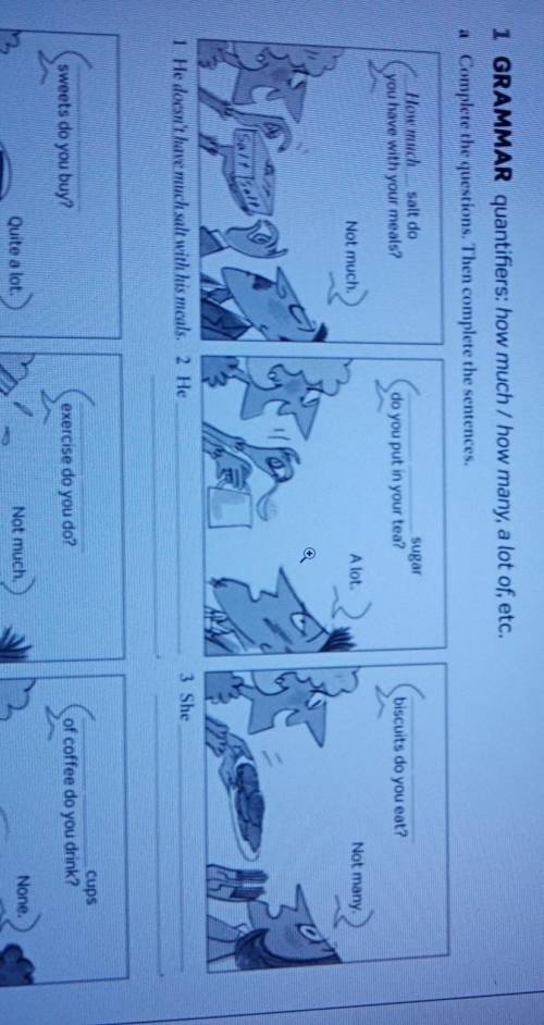 1 GRAMMAR quantifiers: how much / how many, a lot of, etc. a Complete the questions. Then complete t