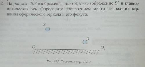 2. На рисунке 202 изображены: тело S, его изображение S и главная оптическая ось. Определите построе