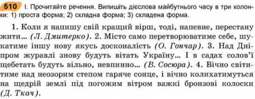 Прочитайте речення. Випишіть дієслова майбутнього часу в три колонки: 1) проста форма; 2) складна фо