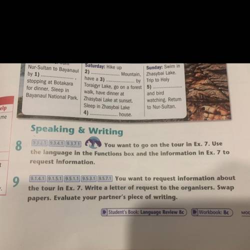 Ex.9 You want to request information about the tour in Ex. 7. Write a letter of request to the organ