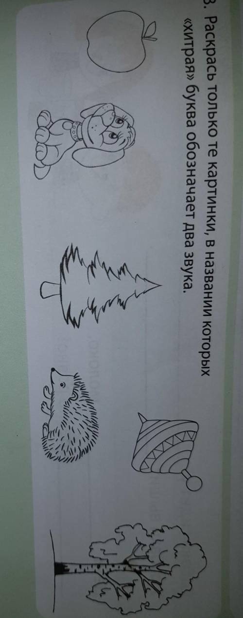 3. Раскрась только те картинки, в названии которых «хитрая» буква обозначает два звука.مراعуанн Коkо