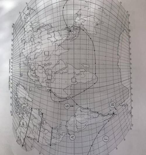 1на карте буквами обозначены объекты , определите географическое положение этих материков