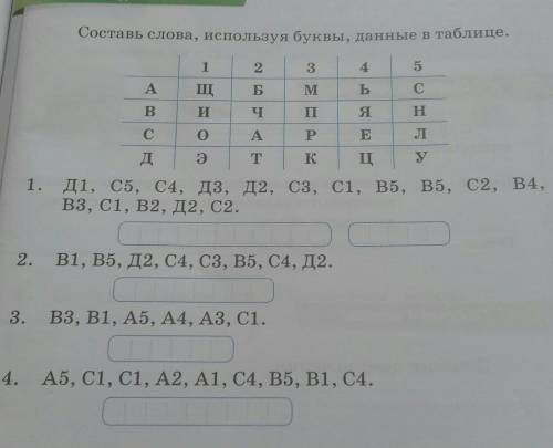 Составь слова используя буквы данные в таблице информатика 4​