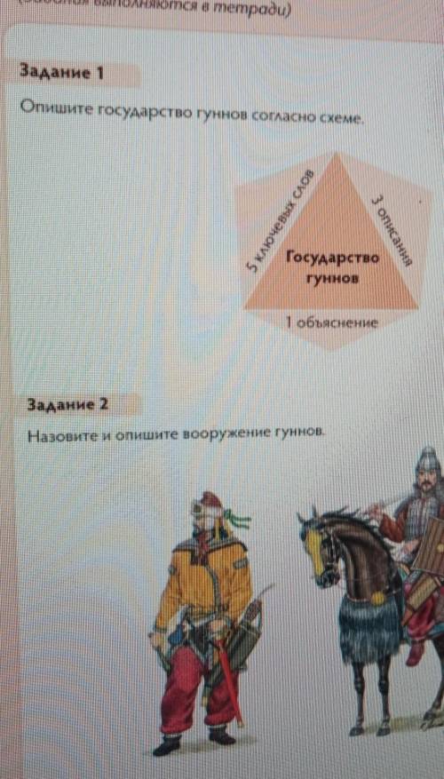 ЗАДАНИЯ ПО РАЗДЕЛУ (Задания выполняются в тетради)Задание 1Опишитегосударство гуннов согласно схеме.