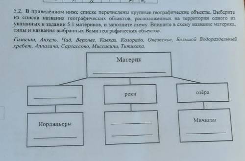 5.2. В приведённом ниже списке перечислены крупные географические объекты. Выберите списка названия