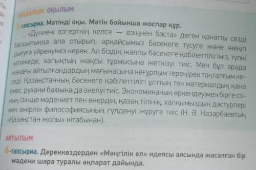 6-тапсырма Дереккөздерден «Мәңгілік ел» идеясы аясында жасалған бірмәдени шара туралы ақпарат дайынд