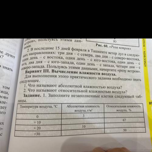 1.заполните незаполненные клетки следующей таблицы. Температура воздуха, °С Абсолютная влажность воз