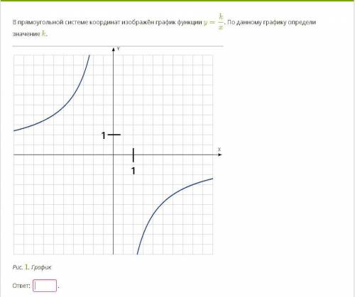 В прямоугольной системе координат изображён график функции y=kx. По данному графику определи значени