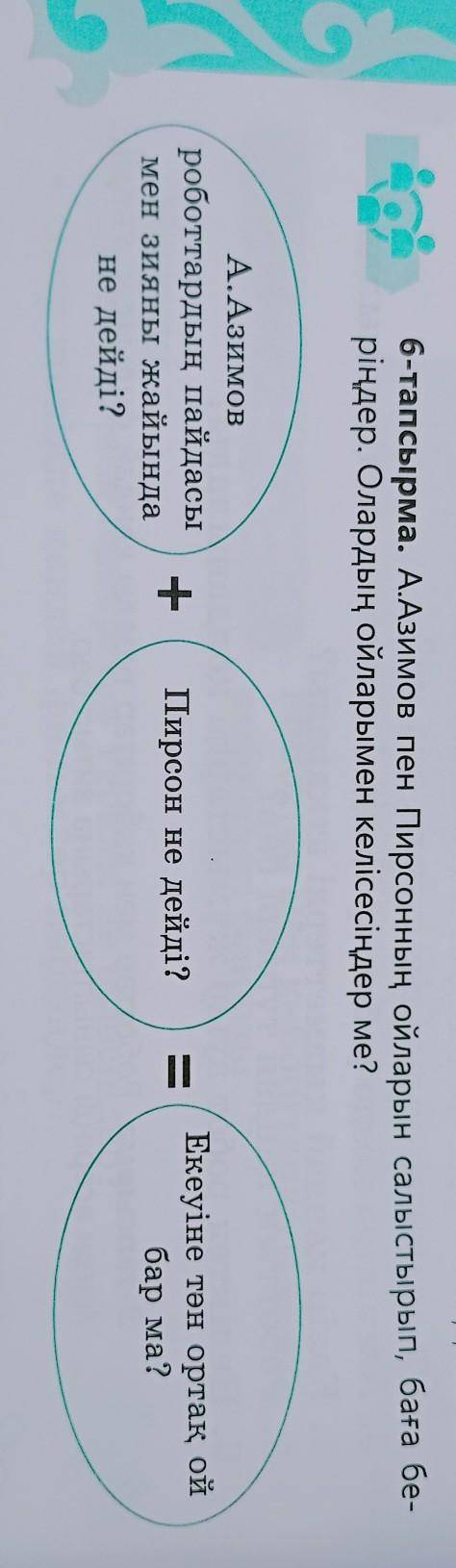6-тапсырма. А.Азимов пен Пирсонның ойларын салыстырып, баға бе- үш.сінріңдер. Олардың ойларымен келі