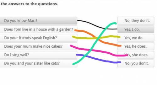 Match the answers to the questions ​