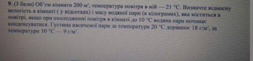 , нужна . Объем комнаты-200м³, а температура в ней-21°. Определите относительную влажность и массу