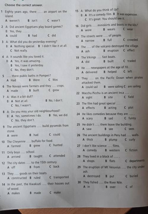 1 Eighty years ago, there  an airport on the island.A weren't B isn't C wasn't15 A: What do you thin