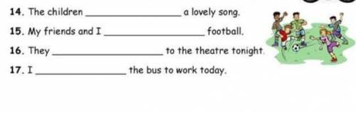 Fill in the sentences with the verbs in the present continuous and match them to the pictures​