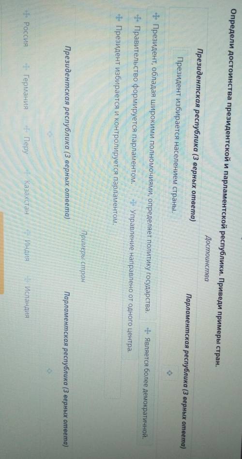 Определите достоинства президентской и парламентской республики.Приведи примеры стран​