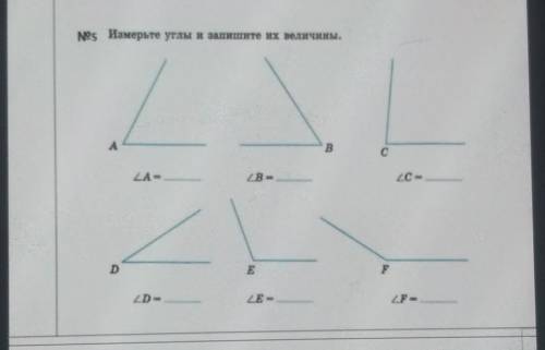 5.Измерьте углы и запишите их величины.​