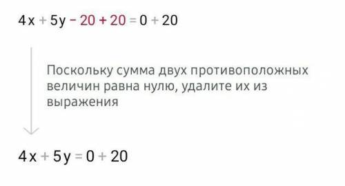 Дано линейного уравнения 4x+5y-20=0, Постройте график уравнения.