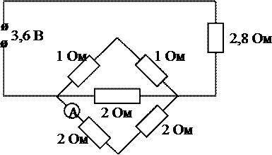 В электрической цепи, схема которой изображена на рисунке, показания амперметра равно... А
