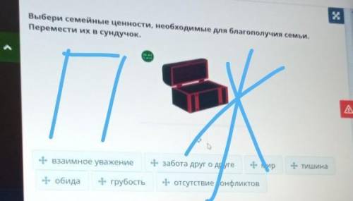 Выбери Семейные ценности необходимые для благополучия семьи перевести и в сундучок Взаимно взаимное 