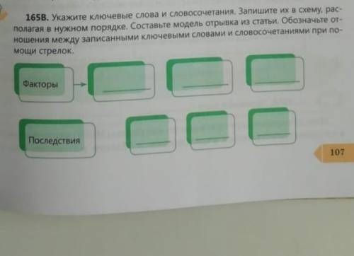 Укажите ключевые слова и словосочетания. Запишите их в схему, рас- полагая в нужном порядке. Составь