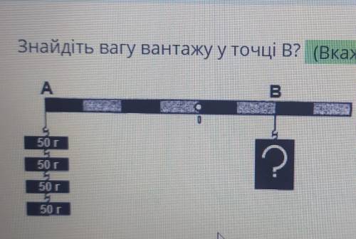 Знайдіть вагу вантажу у точці В?A50 г50г50 гВ?​