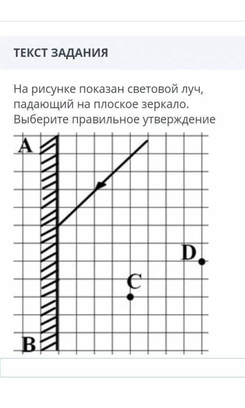 нужно !! На рисунке показан световой луч, падающий на плоское зеркало. Выберите правильное утвержден