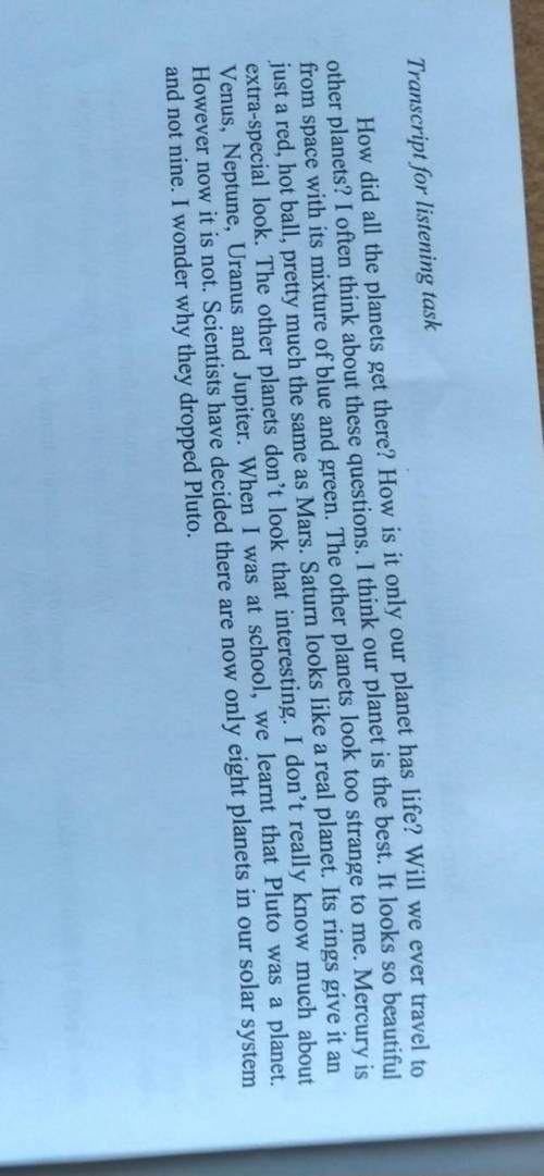 Task 1. Listen to the text. Write True or False next to the sentence. You will listen to the recordi