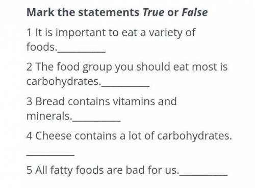 Mark the statements True or False ​